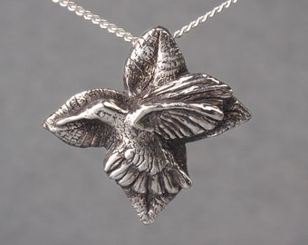 Hummingbird necklace, Sterling silver bird pendant, Hand sculpted pendant, Bird silver jewelry, Joy jewelry, Bird lovers gift