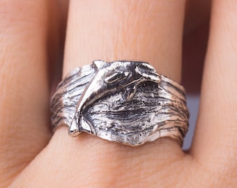 Dolphin ring  925 solid sterling silver ring Ocean ring, Sea life jewelry Sea animal ring, Sea lovers gift