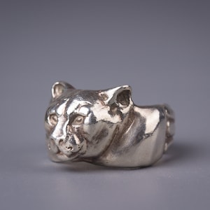 Cougar ring, Sterling silver Mountain lion ring, Wild Cat Jewelry, Totem Animal ring, Puma ring, Wildlife Jewelry, Spirit Animal Ring