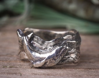 Whale ring, Sterling silver, Sea animal ring, Ocean ring, Humpback whale, Statement Ocean Jewelry Gift, Nautical ring