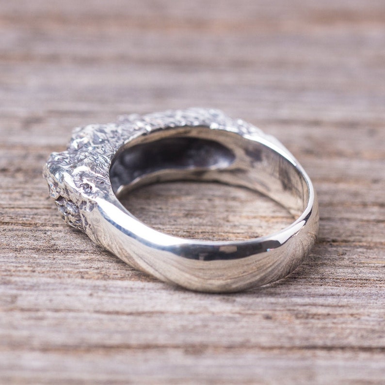 Nature jewelry Rough ring Textured silver ring Sterling silver rock ring organic ring Mountain ring for men Chunky silver ring