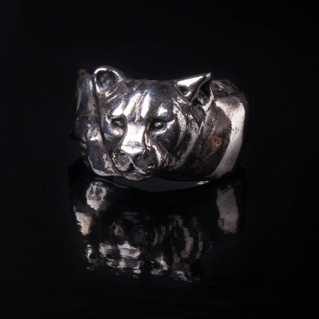 Mountain Lion Ring Sterling Silver Animal Ring Wild Cat Jewelry Totem ...