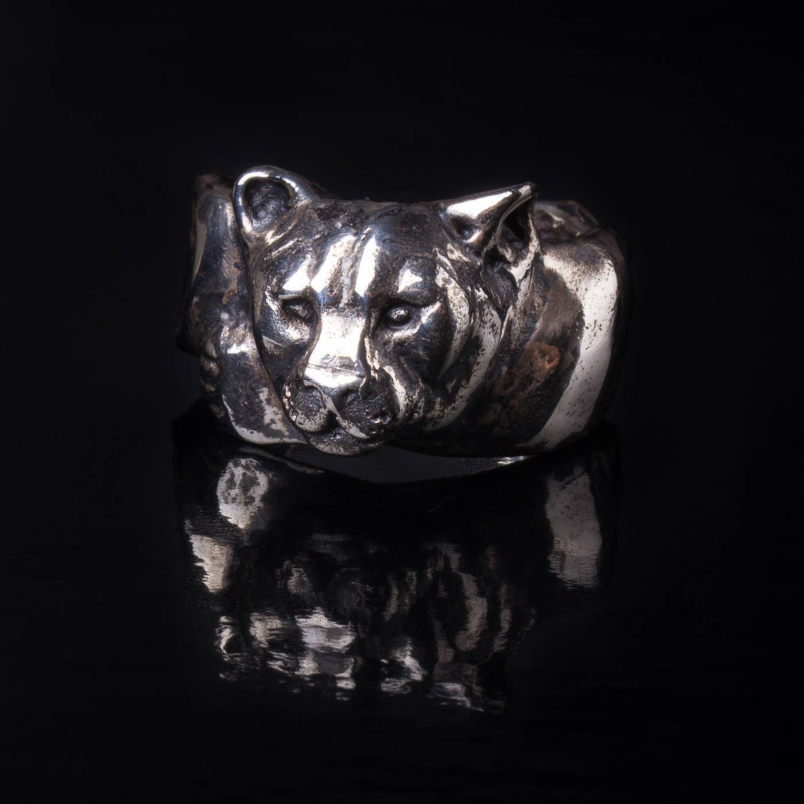 Mountain Lion Ring Sterling Silver Animal Ring Wild Cat Jewelry Totem ...