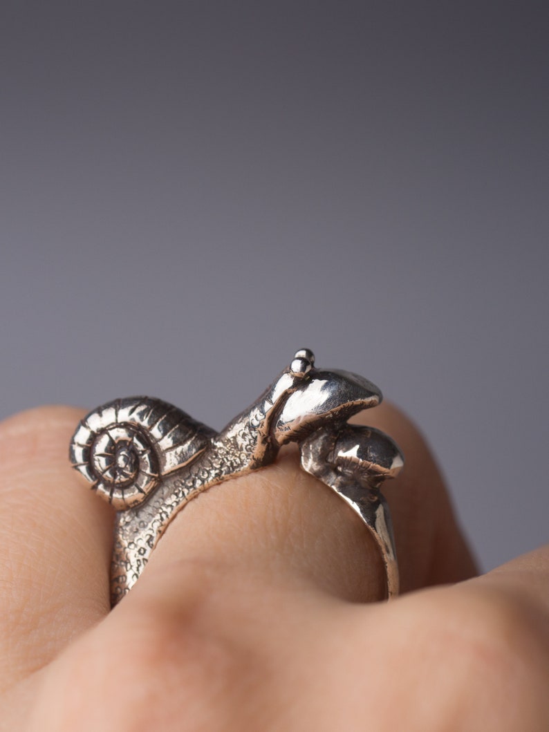 Snail Ring, Mushroom Ring, Nature Design, Sculpted Silver Ring, Woodland Jewelry, Animal Ring, Witch Ring, Forest Ring, Enchanted Jewelry image 7