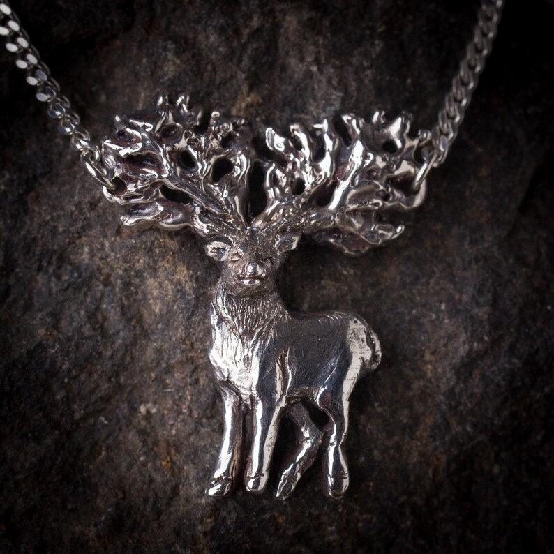 Stag pendant Sterling silver deer pendant Druid pendant Etsy