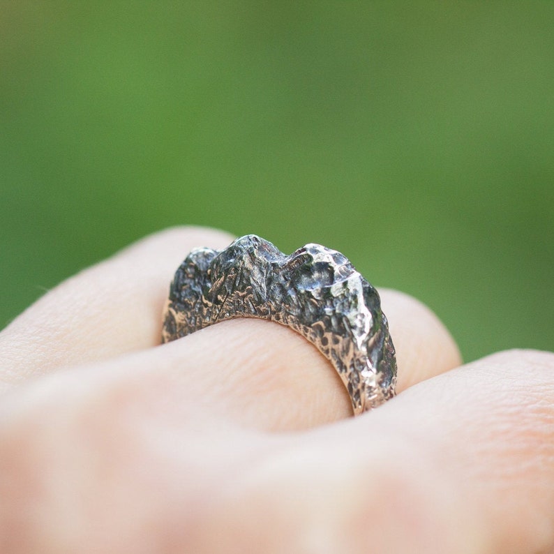 Nature jewelry Rough ring Textured silver ring Sterling silver rock ring organic ring Mountain ring for men Chunky silver ring
