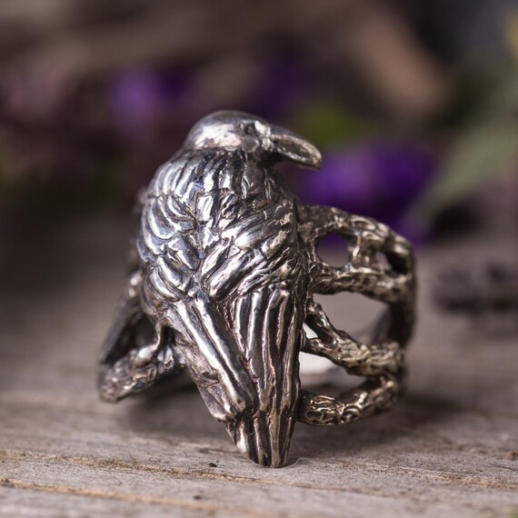Sterling Silver Bird Perched on Branch Wrap Ring Sterling Silver Bird Perched on Branch Wrap Ring
