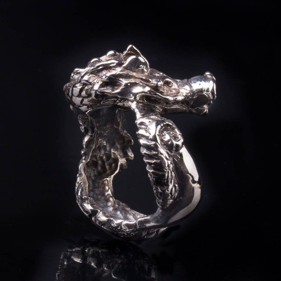 Dragon Ring Sterling silver man ring Heavy silver ring | Etsy