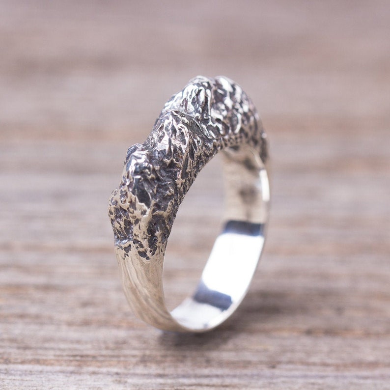 Nature jewelry Rough ring Textured silver ring Sterling silver rock ring organic ring Mountain ring for men Chunky silver ring