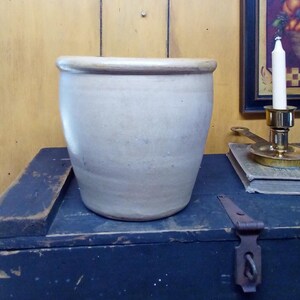 Antique Salt Glaze Stoneware Crock: 1800s Primitive Country Decor