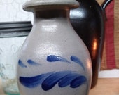 Rowe Pottery Vase Blue And Gray High Glaze Stoneware Vintage Rowe Pottery Works Blue And Gray Stoneware Salt Glaze Vintage Stoneware