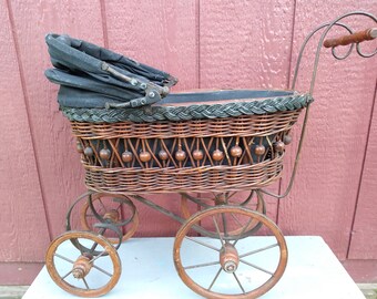 vintage metal doll carriage