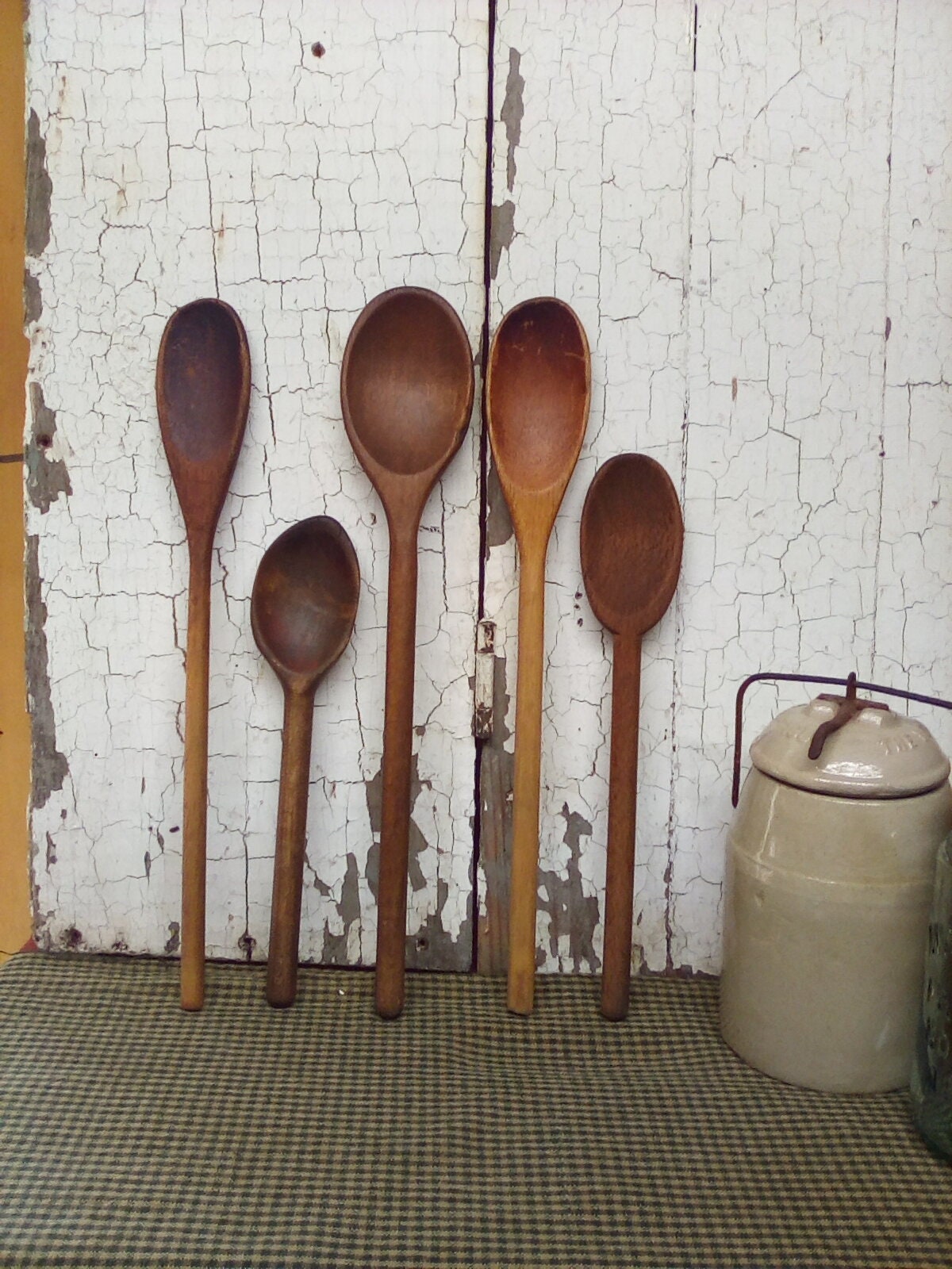 Wooden Spoons / Five Old Wooden Spoons / Vintage Antique Etsy