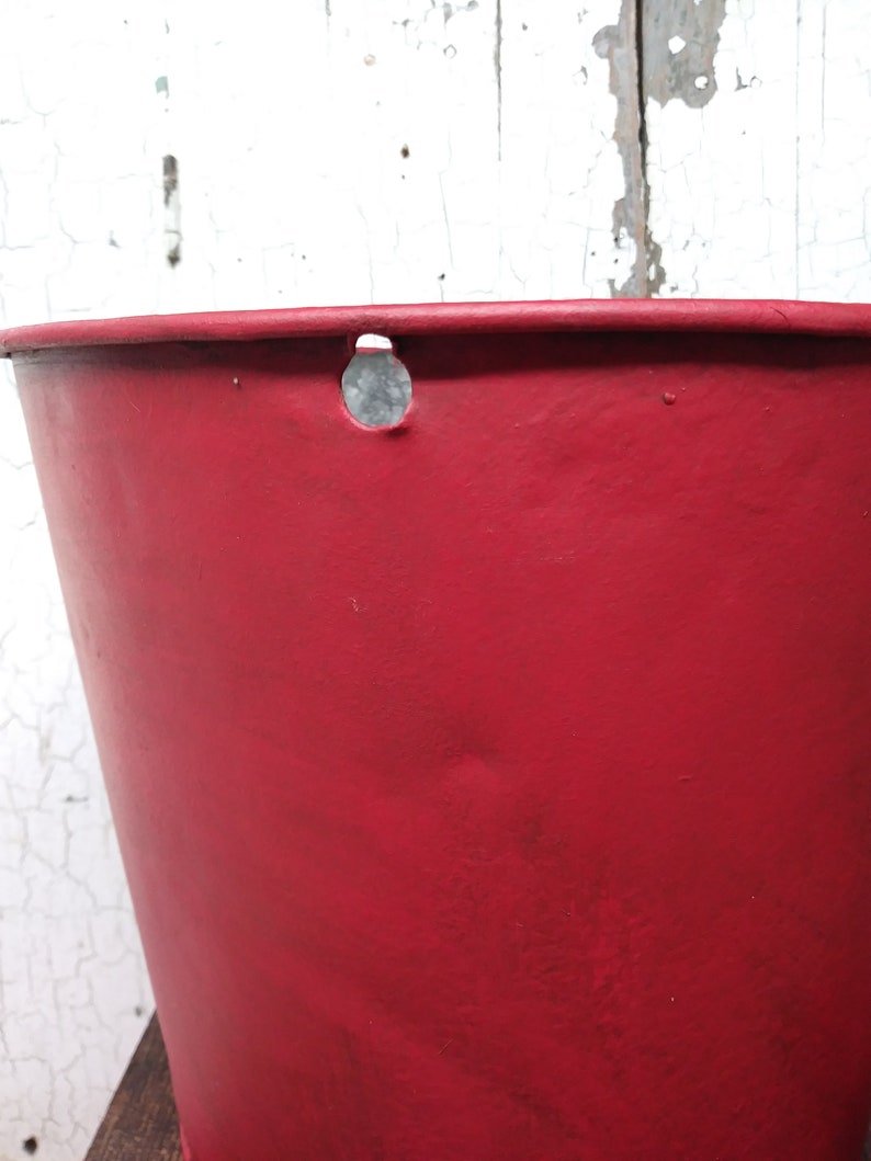 Galvanized Metal Sap Bucket Painted Red Farrmhouse Maple Syrup Sap Bucket Sap Bucket Painted Red And Aged With Dark Wax Sap Bucket