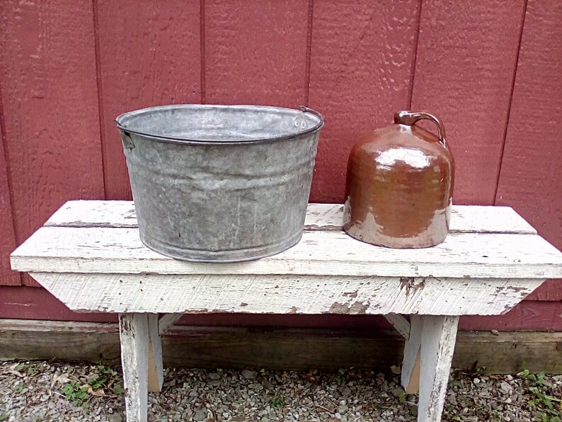 Galvanized Tub / Vintage Galvanized Metal Tub / Large Bucket Etsy