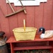 Basket / Large Vintage Handcrafted Splint Ash Basket / Hand Woven  Natural Splint Ash Basket With Bent Oak Wood Handle