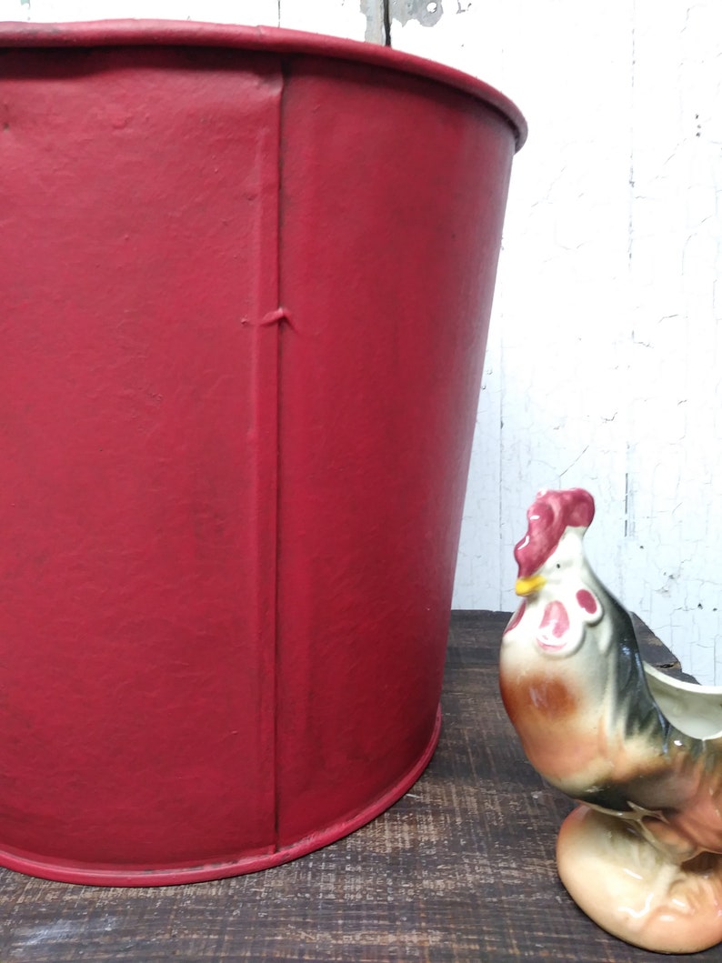 Galvanized Metal Sap Bucket Painted Red Farrmhouse Maple Syrup Sap Bucket Sap Bucket Painted Red And Aged With Dark Wax Sap Bucket