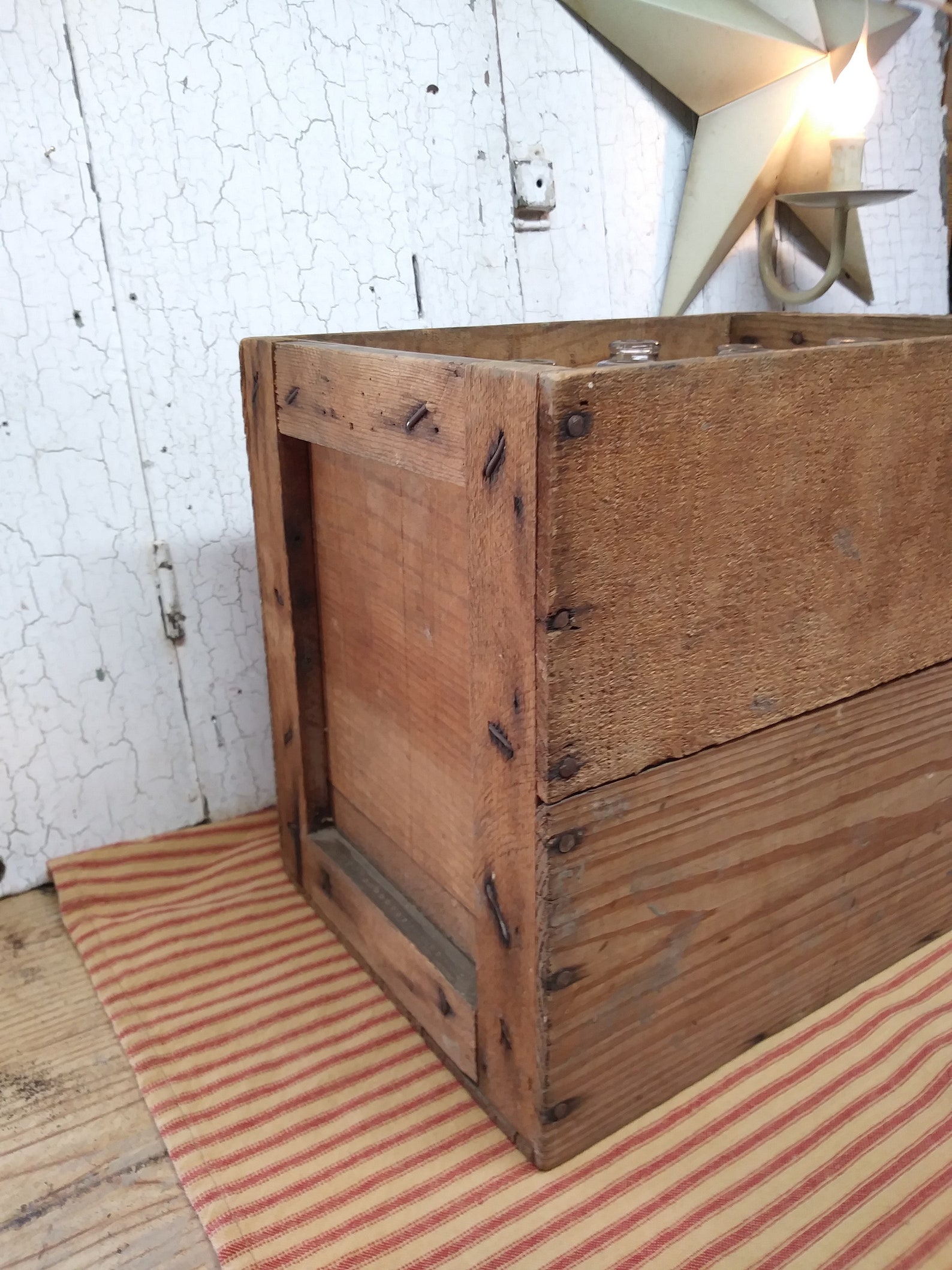 Pop Bottle Case / Antique Soda Pop Wooden Case With 12 Clear Etsy