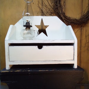 Cubby / White Countertop Shelf One Drawer Cubby / Farmhouse Style White Cubby / Distressed 1 Drawer Shelf Cubby / Handcrafted Vintage Cubby