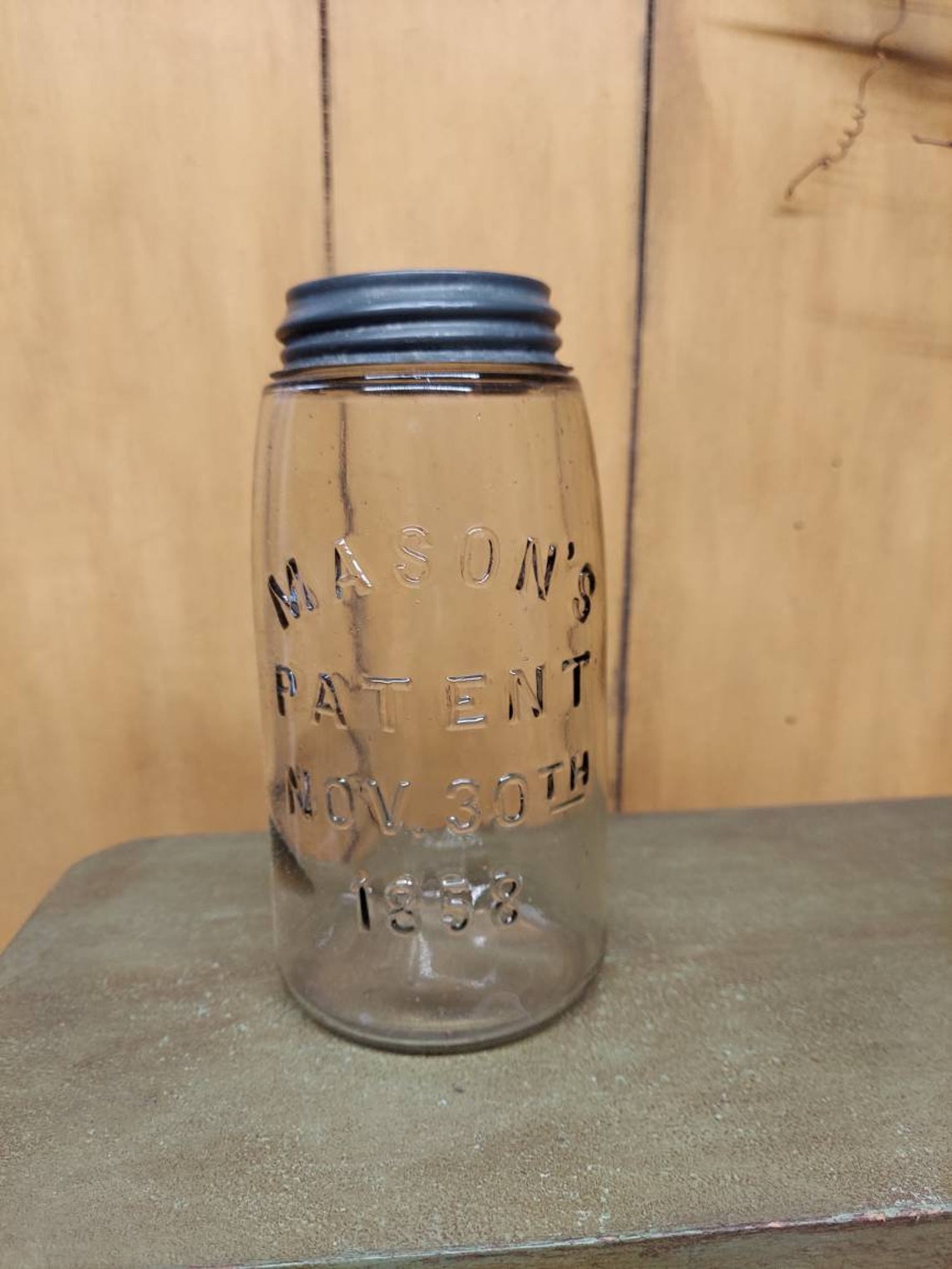 Mason Jar / Quart Mason's Jar / Antique Green Tint One Etsy