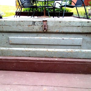 Antique Wooden Toolbox: Homemade Storage Chest, Gray & Green Paint