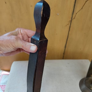 Antique Wood Razor Strop: Two Leather Thicknesses, Barber Shop Decor