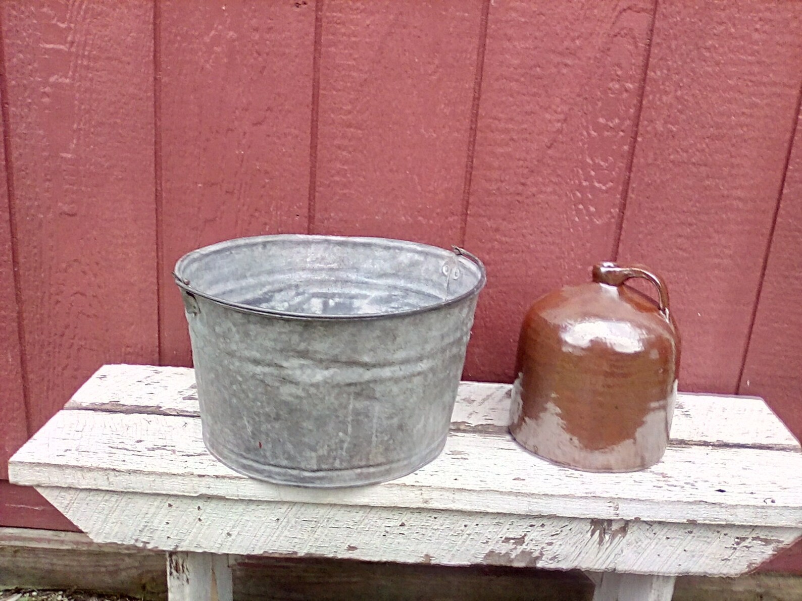 Galvanized Tub / Vintage Galvanized Metal Tub / Large Bucket Etsy