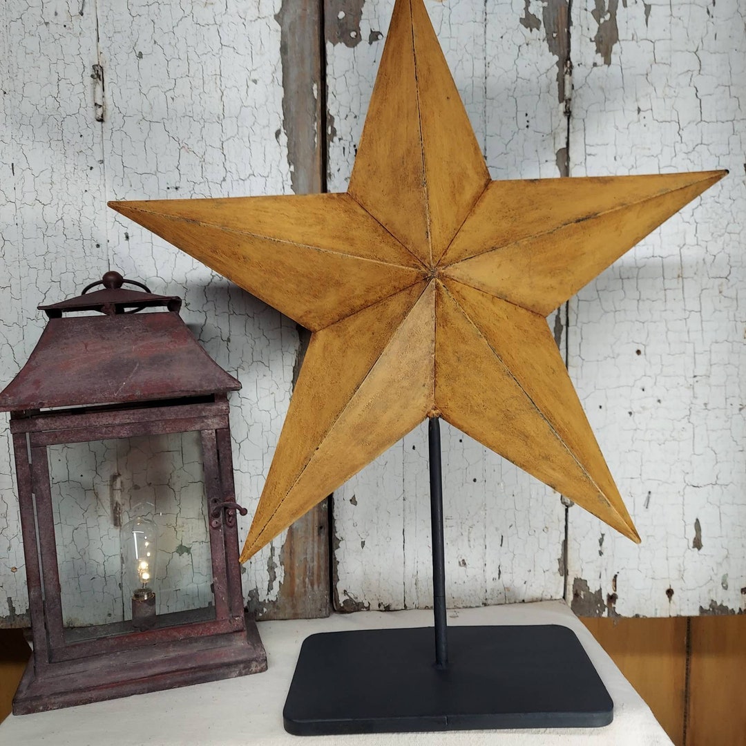 Star / Large Metal Mustard Yellow Star Mounted on A Metal Etsy