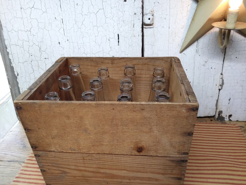 Pop Bottle Case / Antique Soda Pop Wooden Case With 12 Clear Etsy