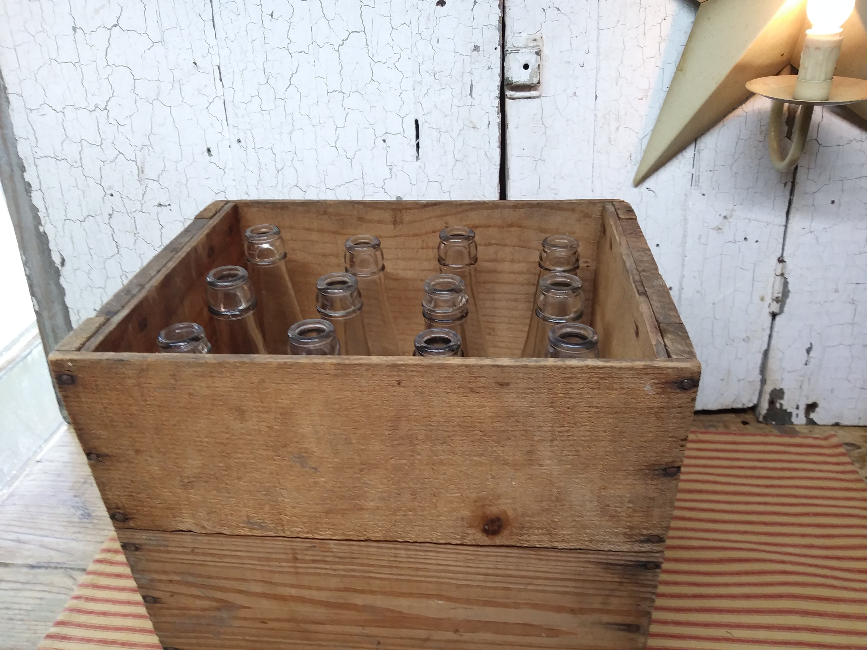 Pop Bottle Case / Antique Soda Pop Wooden Case With 12 Clear Etsy