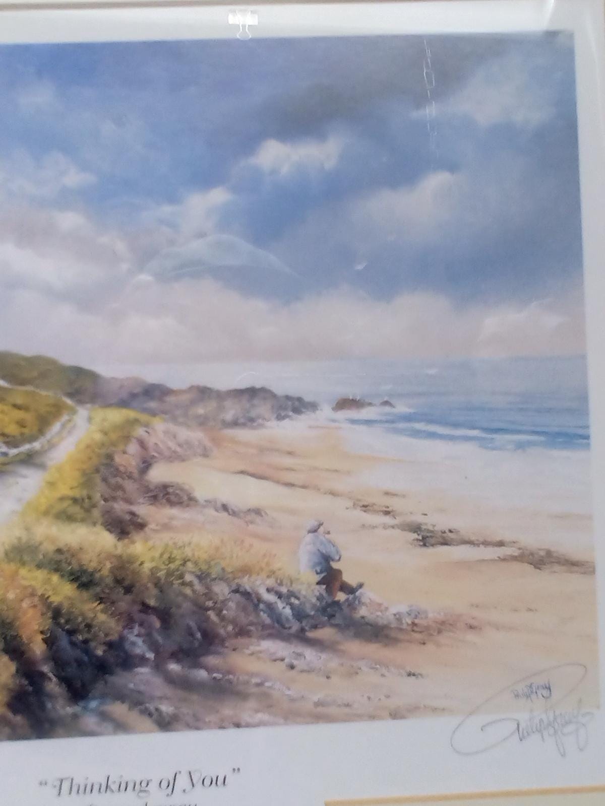 Philip Gray Seaside Watercolor Print: Signed & Numbered, Gold Wood Frame