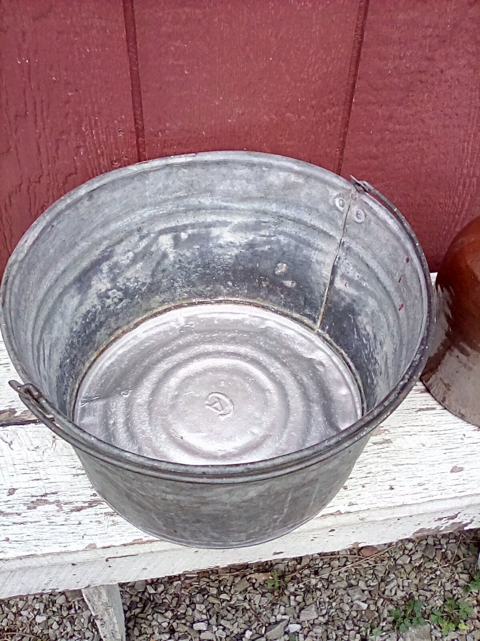 Galvanized Tub / Vintage Galvanized Metal Tub / Large Bucket Etsy