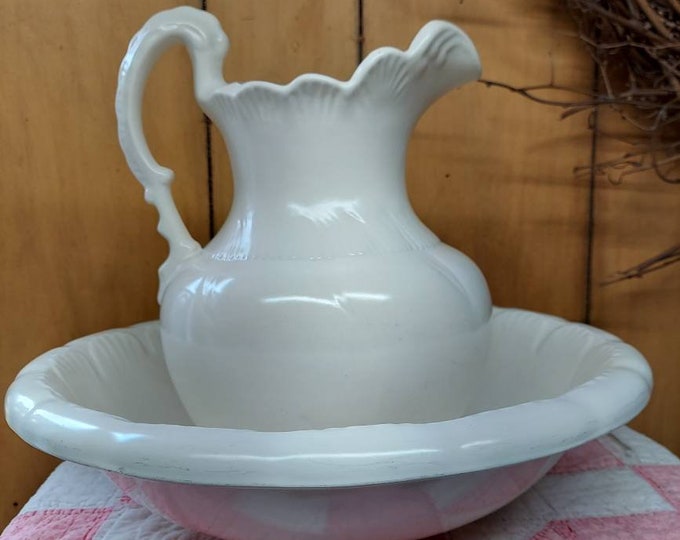 Vintage Pitcher and Bowl Set / Stone Pitcher and Basin Set / Etsy