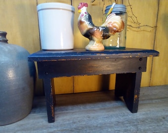 Wood Foot Stool / Primitive-Farmhouse Decor Table Riser Small Bench / Black Step Stool Table Riser Foot Stool Small Bench / Farmhouse Decor