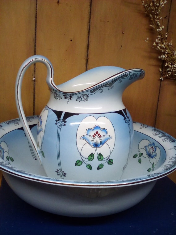Pitcher and Bowl Set / Large Antiquevintage Pitcher and Bowl Etsy