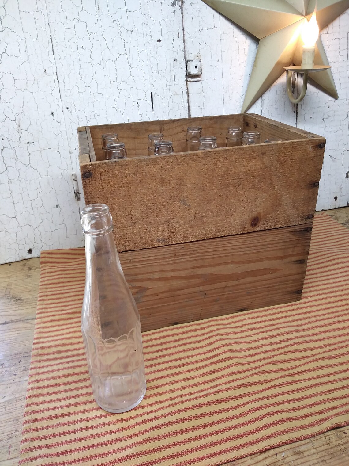 Pop Bottle Case / Antique Soda Pop Wooden Case With 12 Clear Etsy