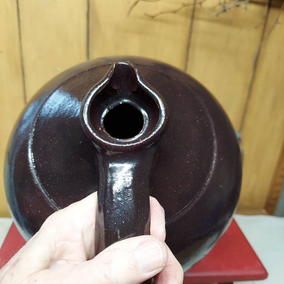 Large Molasses Jug / Antique Stoneware Jug / Pour Spout Molasses