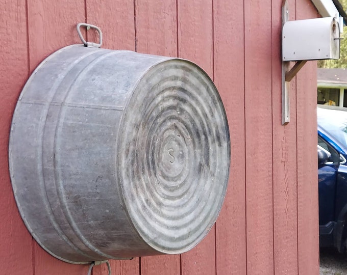 Galvanized Metal Tub/ Large Vintage Galvanized Metal Wash Tub/ Etsy