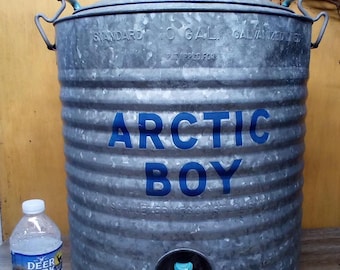 Vintage 10 Gallon Galvanized Cooler: Picnic, Tailgate, Beach