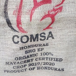 Coffee Bean Sack / Burlap Coffee Bean Wall Hanging  / Coffee Bean Sack From Honduras / Great Graphics /Farmhouse-Country Decor Burlap Sack
