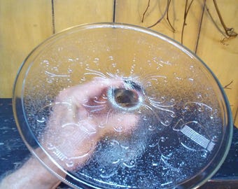 Vintage Jeannette Glass Harp Cake Stand: 1950s Lyre Pedestal