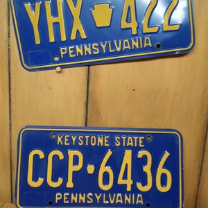 Pennsylvania Licrnse Plates / TWO Vintage Pennsylvania License Plates For One Price / Two KEYSTONE STATE Pennsylvania License Plates