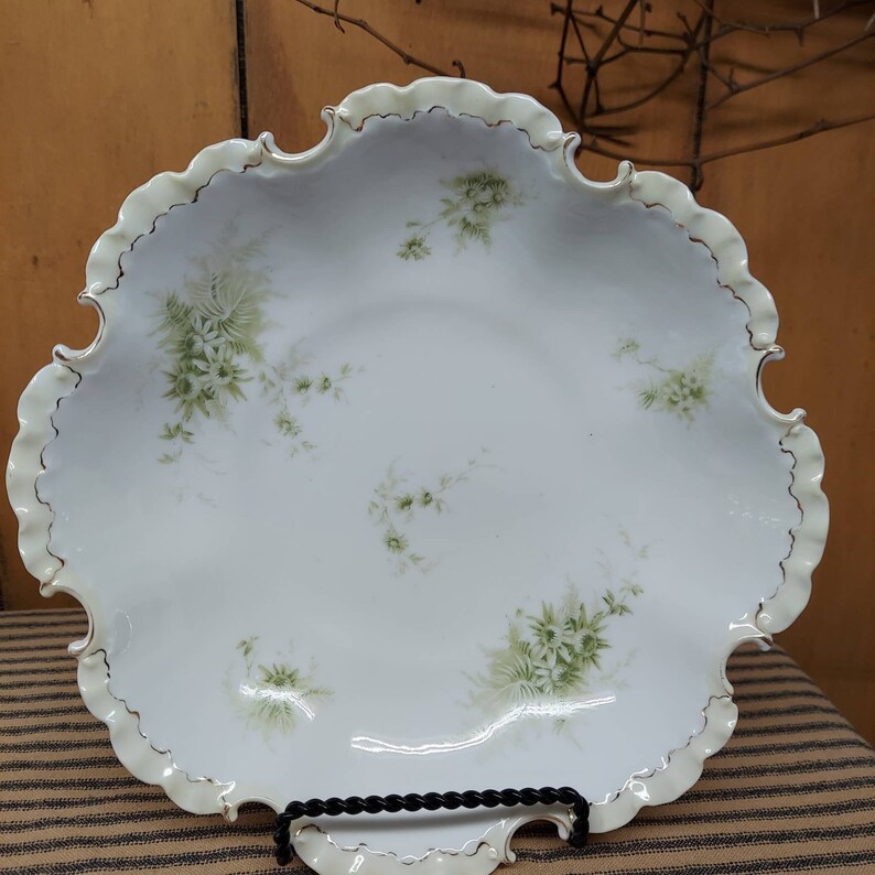 Antique Lusterware German Made Dish / Transferware White Dish Detailed Edge / German Porcelain Plate / Turn of The Century German Plate image 1