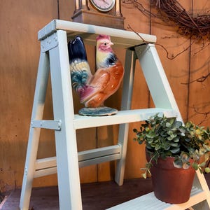 Step Ladder Two Step  Vintage Painted Farmhouse Country Shabby Chic Plant Stand