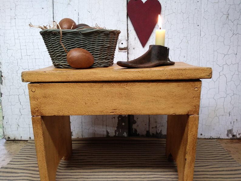 Primitive Rustic Black Wooden Stool Or Riser Home Decor Benches