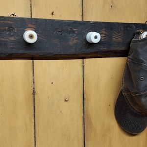 Hat Rack / Rustic Reclaimed Wood And Reclaimed Porcelain Post Electric Fence Insulators /Unique Hat Rack /Reclaimed Wood And Porcelain Posts