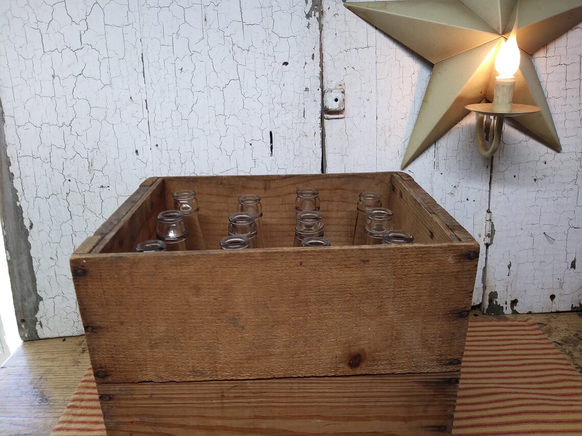 Pop Bottle Case / Antique Soda Pop Wooden Case With 12 Clear Etsy