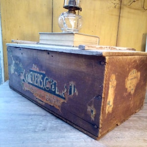 Antique Wood Cracker Box: Buffalo Crackers Crate, Country Store Display, Rustic Farmhouse Box.