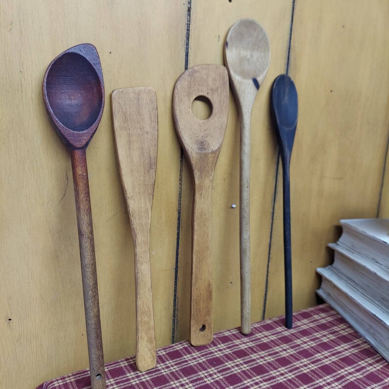 Wooden Spoons / Five Old Wooden Spoons / Vintage Antique Etsy