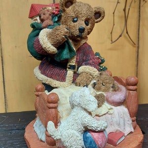 Large Resin Santa Bear Figurine: Christmas Decoration (9&quot; Tall)
